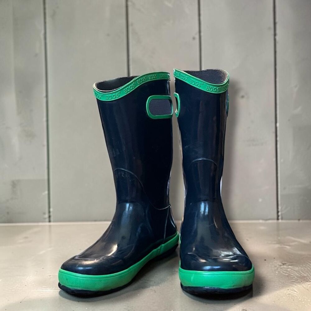 BOGS Kids K Rainboot Solid Navy Green Waterproof Rain Boots Youth 3